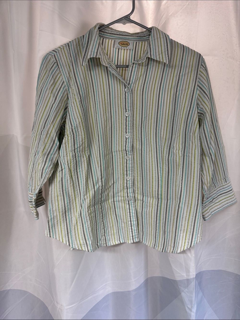 Talbots Striped Quarter Sleeve Button Up